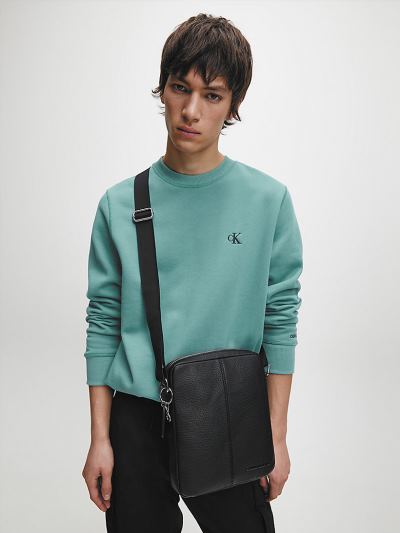 Calvin Klein Ruhák HU732273 | Calvin Klein Cotton Blend Fleece Férfi Pulóver Zöld